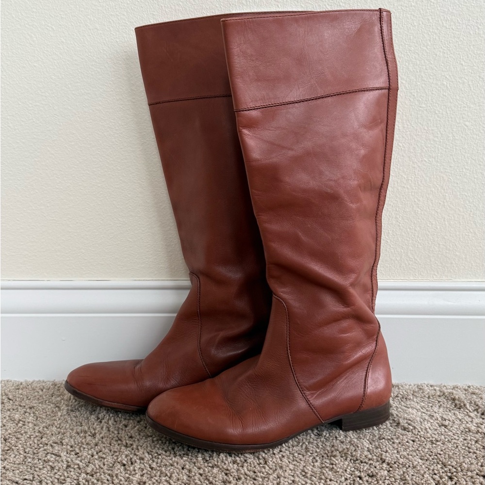 J. Crew Brown Over the Knee Boots with Smooth Leather and Classic Design